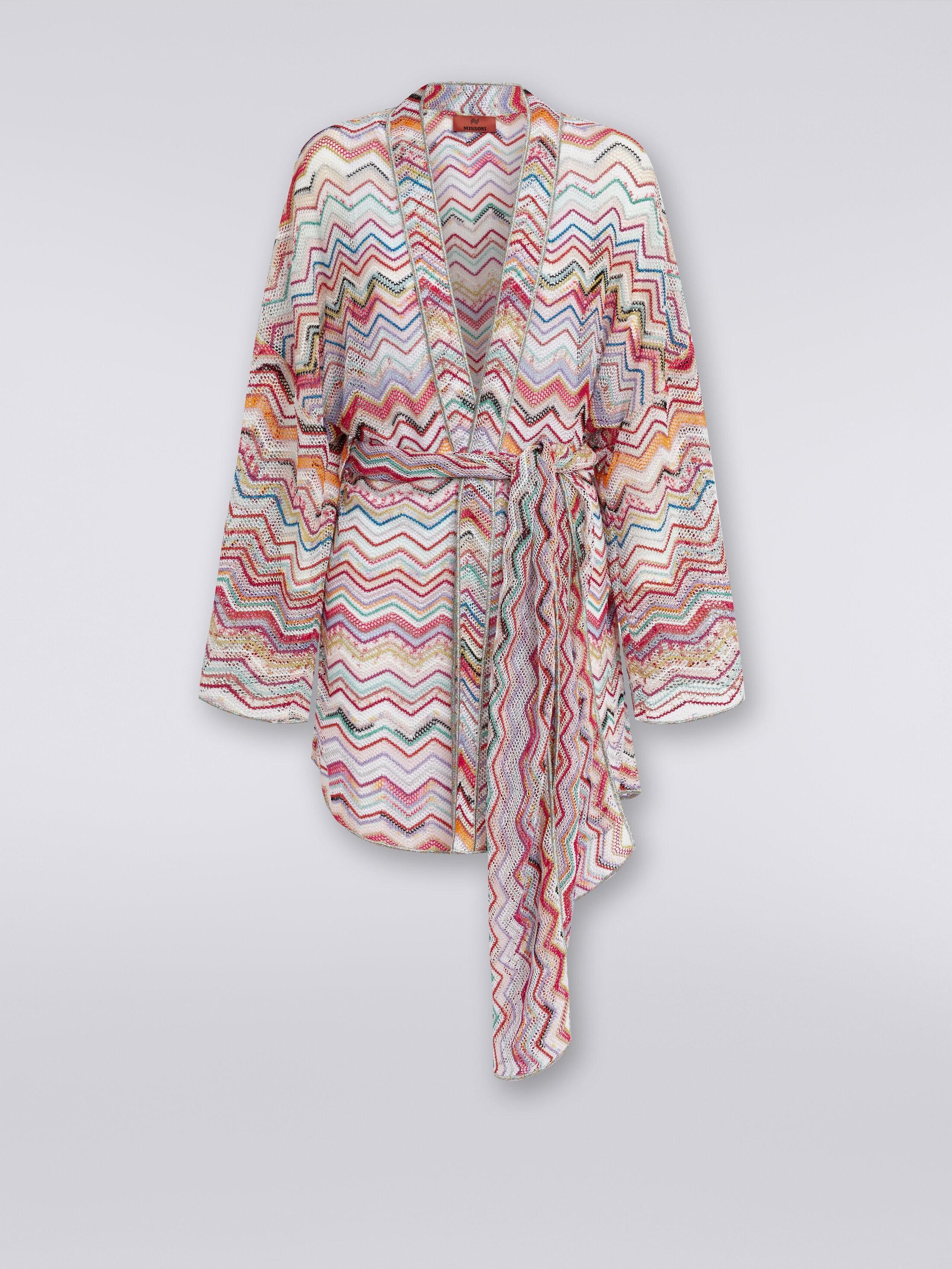 Dressing gown cover up in zigzag crochet with lurex Product Image