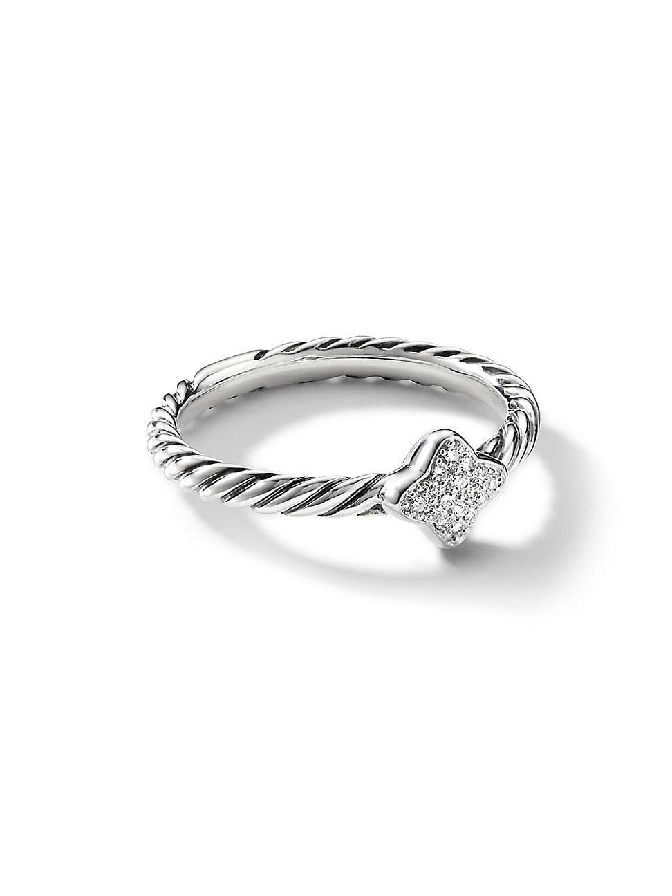 Womens Petite Pav Quatrefoil Stack Ring with Diamonds Product Image