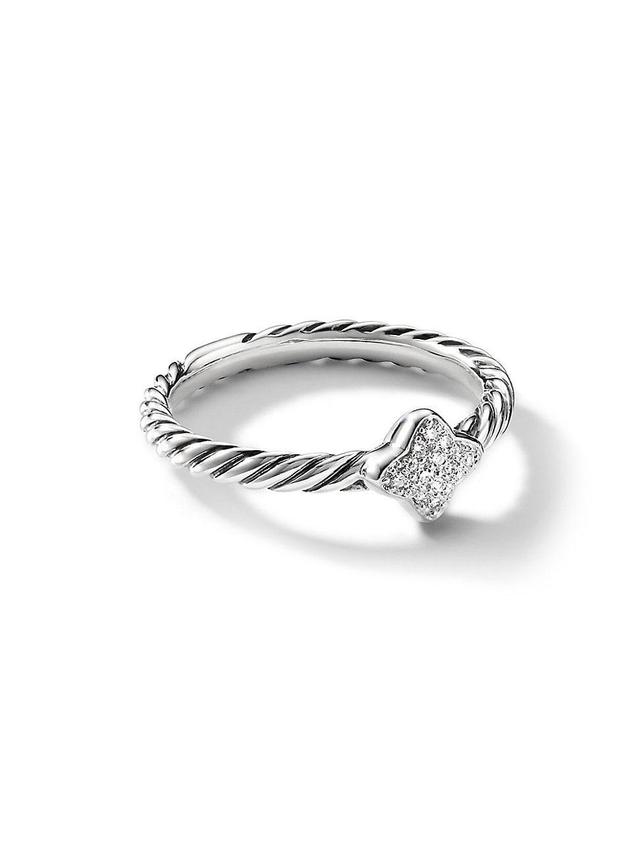 Womens Petite Pav Quatrefoil Stack Ring with Diamonds Product Image