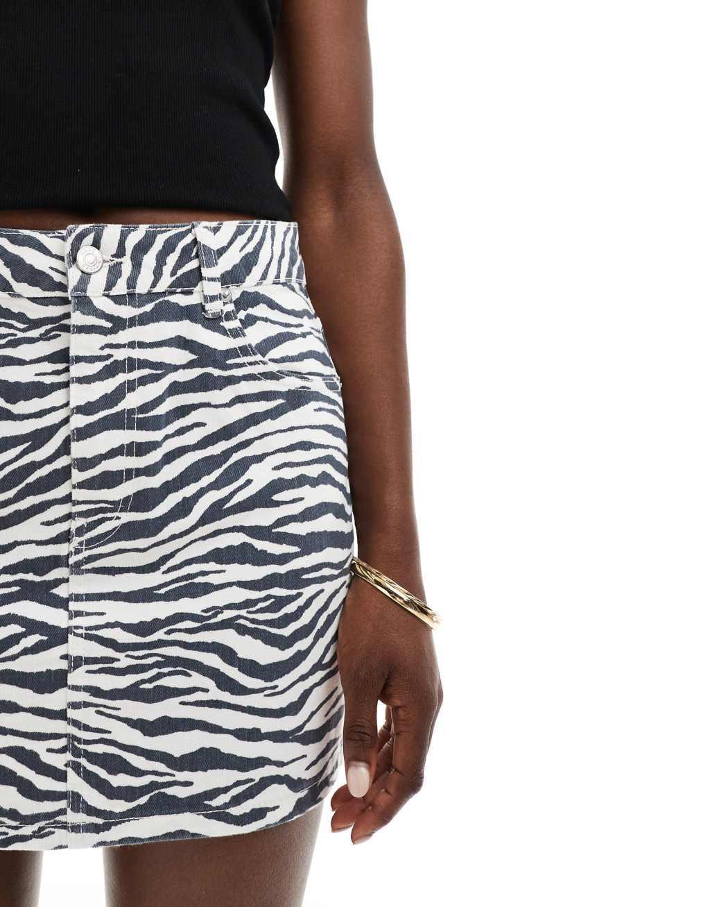 ASOS DESIGN mini skirt in zebra print Product Image