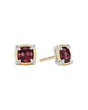 Womens Petite Chtelaine Stud Earrings With Gemstones, 18K Gold Bezel & Pav Diamonds Product Image