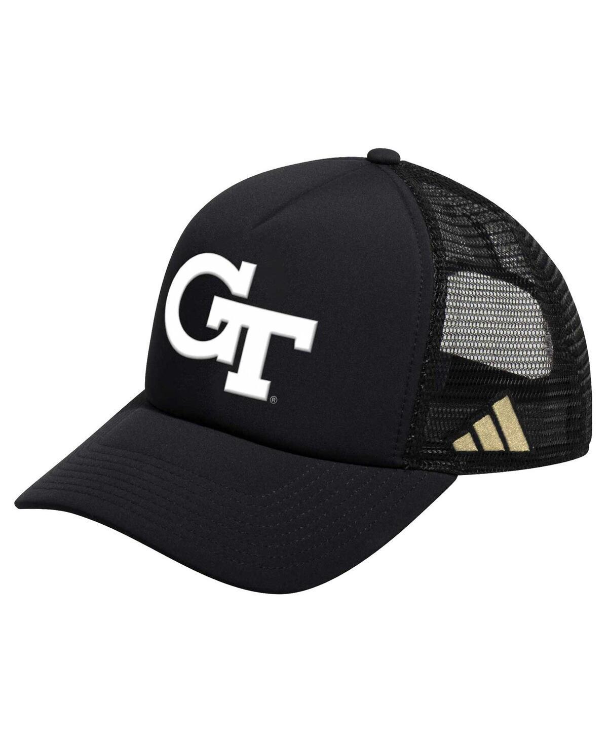 Mens adidas Black Georgia Tech Yellow Jackets Ghost Stories Trucker Adjustable Hat Product Image