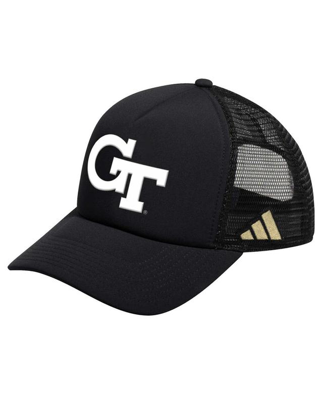 Mens adidas Black Georgia Tech Yellow Jackets Ghost Stories Trucker Adjustable Hat Product Image