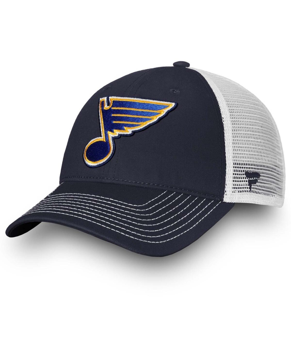 Mens Navy St. Louis Blues Core Primary Logo Trucker Snapback Hat Product Image