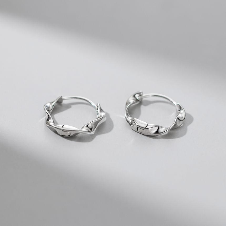 S925 Sterling Silver Twisted Huggie Earring Product Image