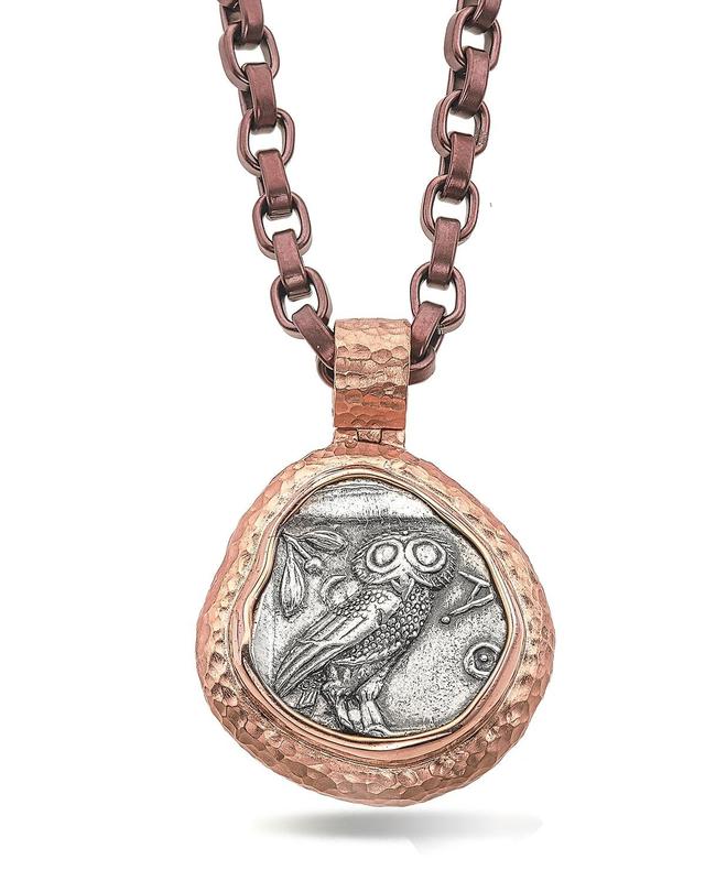 Mens 18K Rose Gold Ancient Coin Pendant Product Image