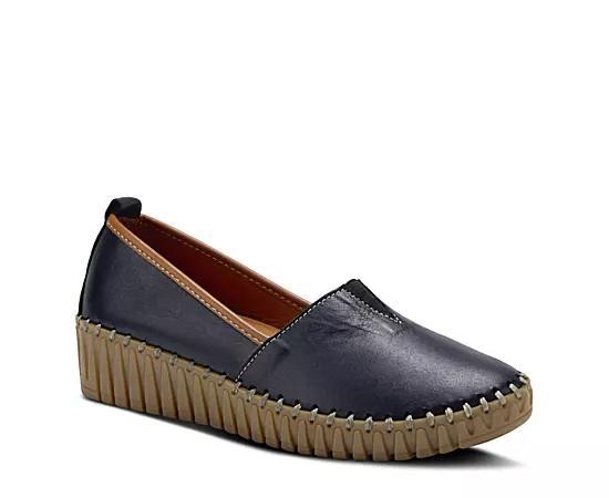 Spring Step Tispea Womens Leather Slip-On Shoes Blue Product Image