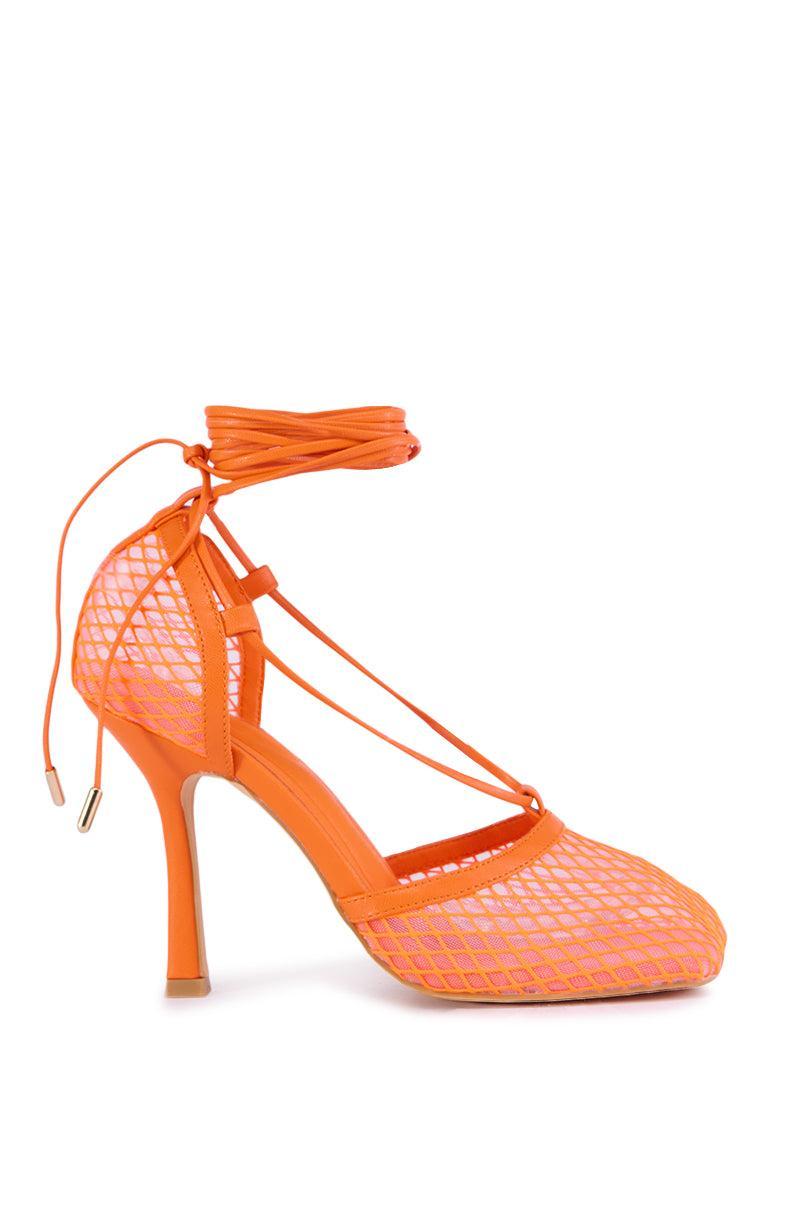 AZALEA WANG SKYLEE MESH SANDAL IN ORANGE Product Image