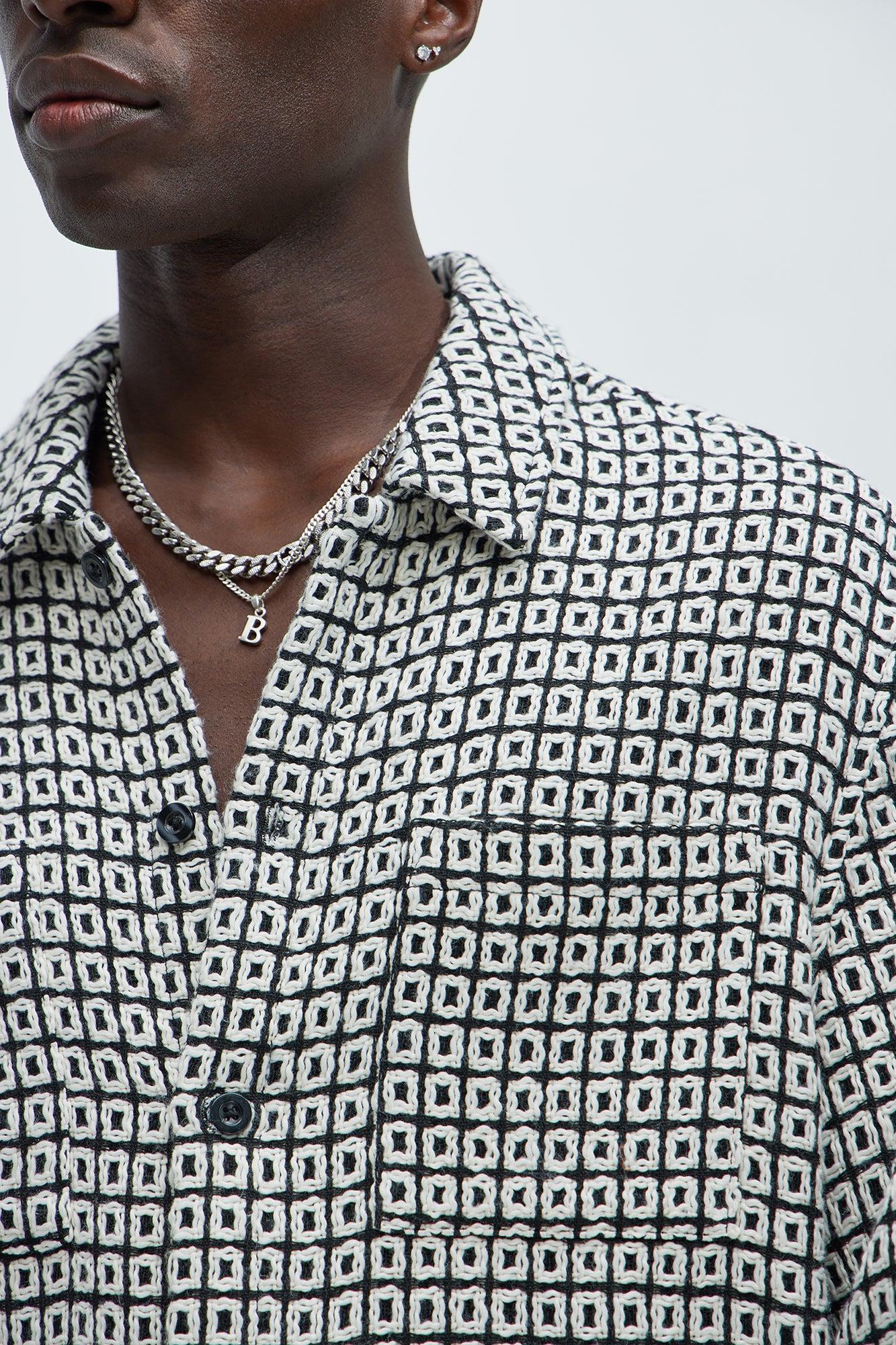 Island Textured Button Up Shirt - Black/combo Product Image