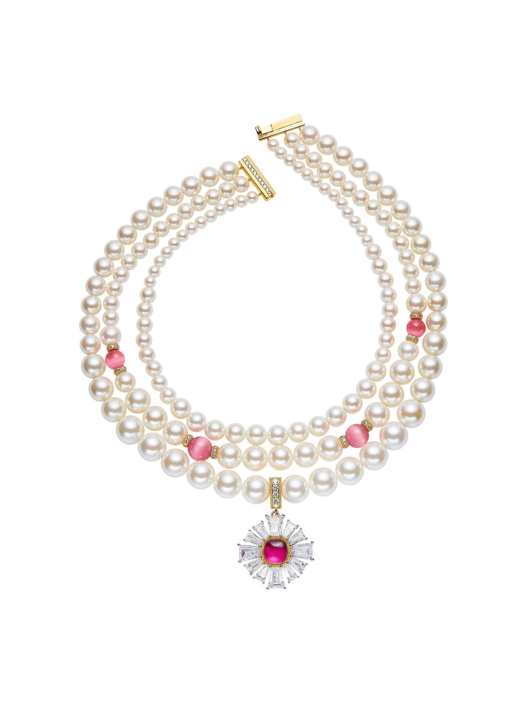 Emily Pearl Necklace (Pink) Product Image