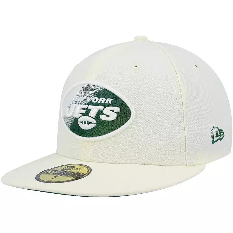 Mens New Era Cream New York Jets Chrome Color Dim 59FIFTY Fitted Hat Product Image