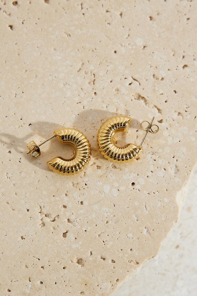 18k Gold Plated Spring Into Step Hoop Earrings Gold Product Image