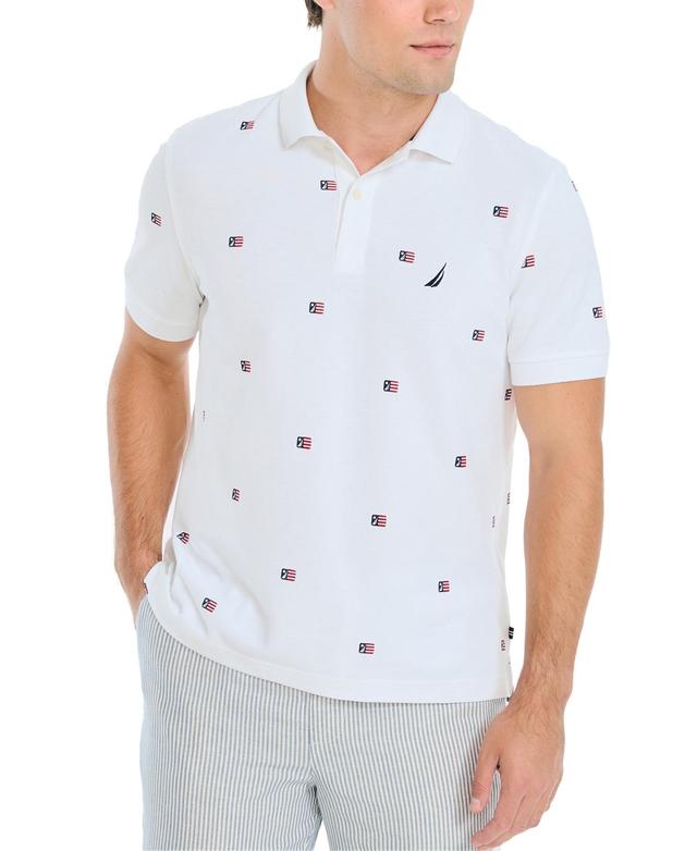 Nautica Mens Classic-Fit Icon-Print Performance Deck Polo Shirt Product Image