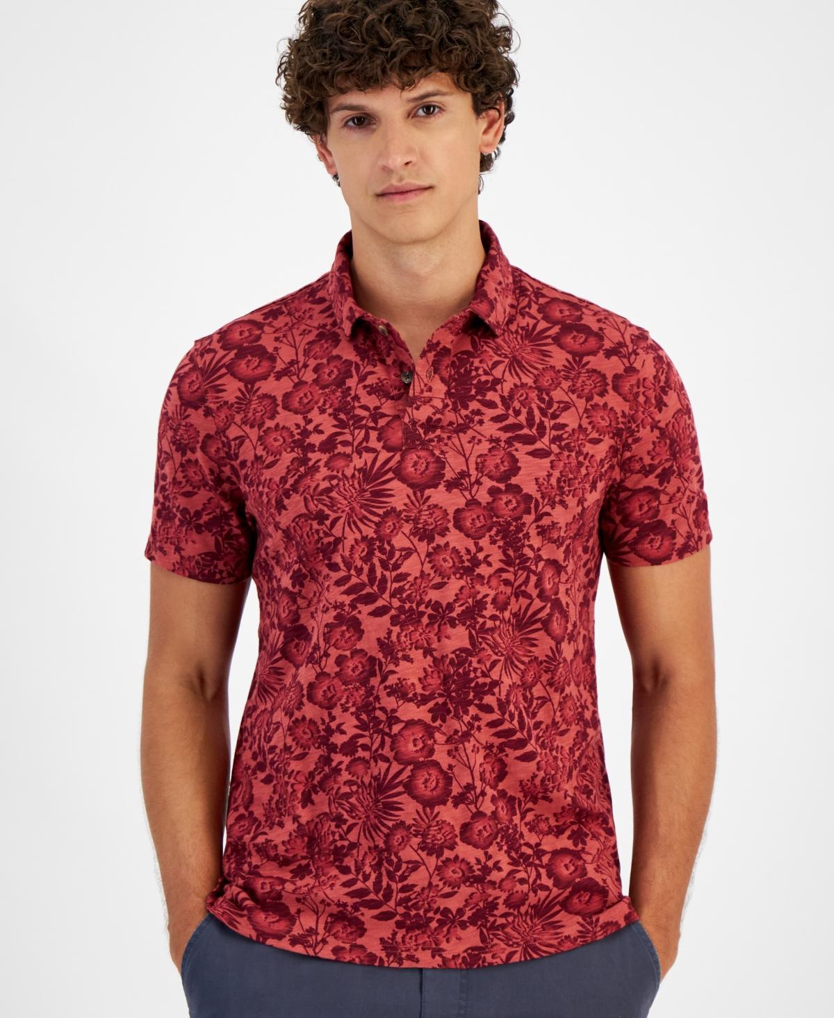 Sun + Stone Mens Floral Slub Short Sleeve Polo Shirt, Created for Macys Product Image