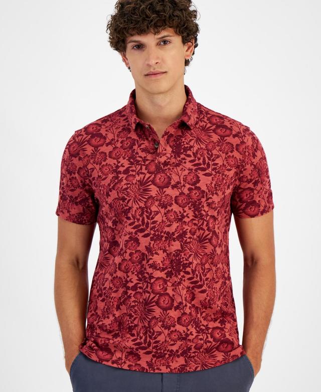 Sun + Stone Mens Floral Slub Short Sleeve Polo Shirt, Created for Macys Product Image