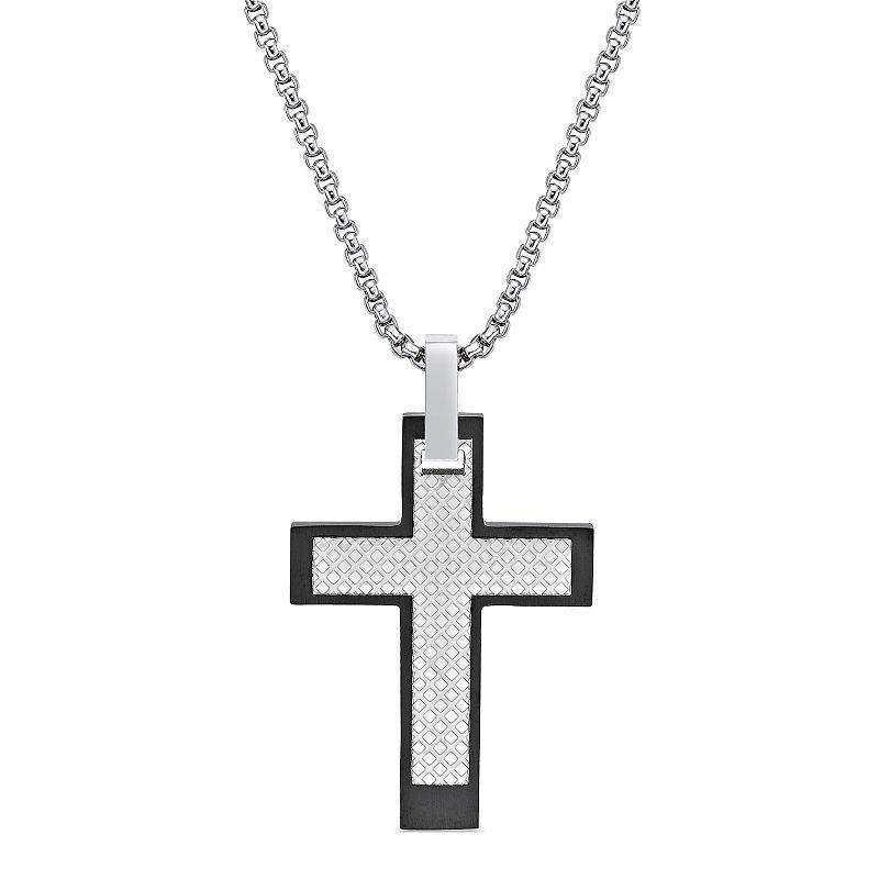 LYNX Mens Two Tone Stainless Steel Cross Pendant Necklace Product Image