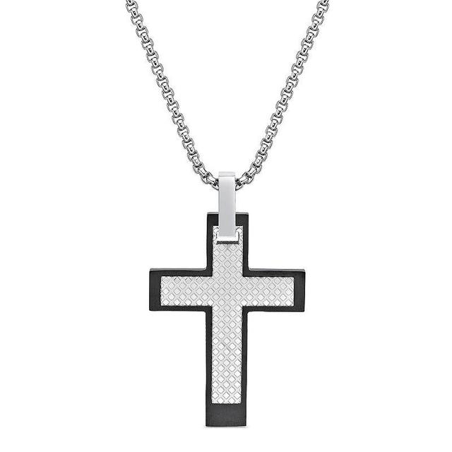 LYNX Mens Two Tone Stainless Steel Cross Pendant Necklace Multicolor Product Image