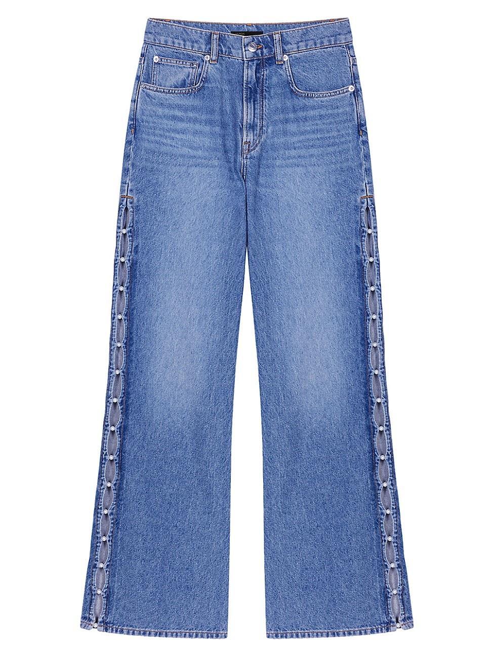 Womens Beaded Cutaway Jeans Product Image