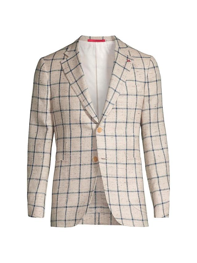 Mens Capri Windowpane Silk-Blend Two-Button Sport Coat Product Image