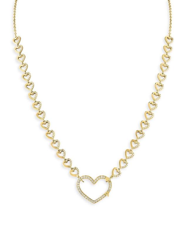 Womens Tiny Heart 14K Yellow Gold & 0.5 TCW Diamond Necklace Product Image