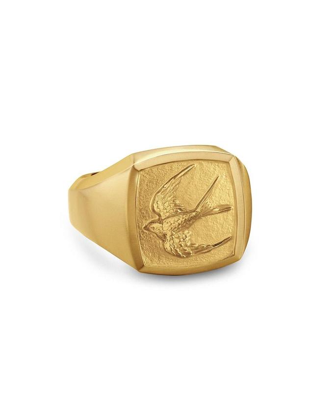 Mens Waves Bird Pinky Ring in 18K Yellow Gold, 14MM Product Image