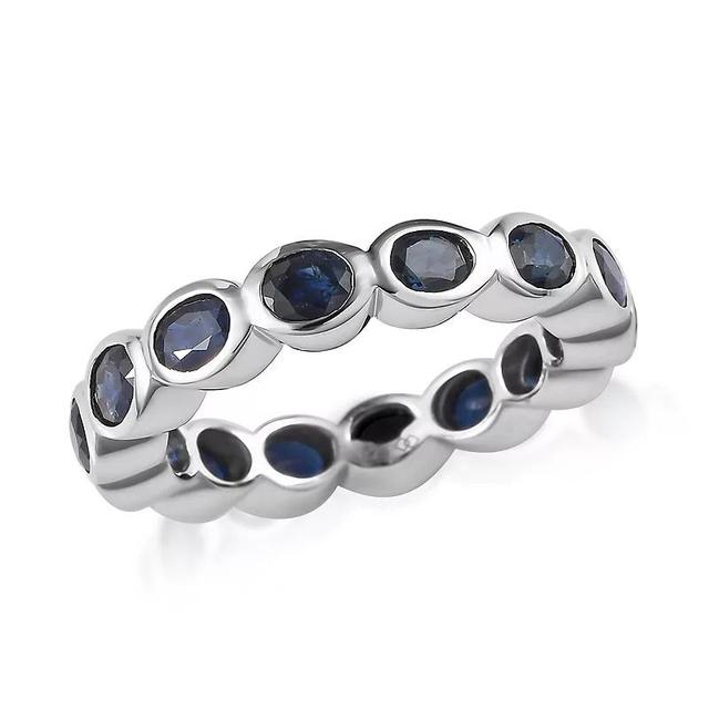 Sterling Silver Natural Blue Sapphire Eternity Ring, Womens Blue Blue Product Image