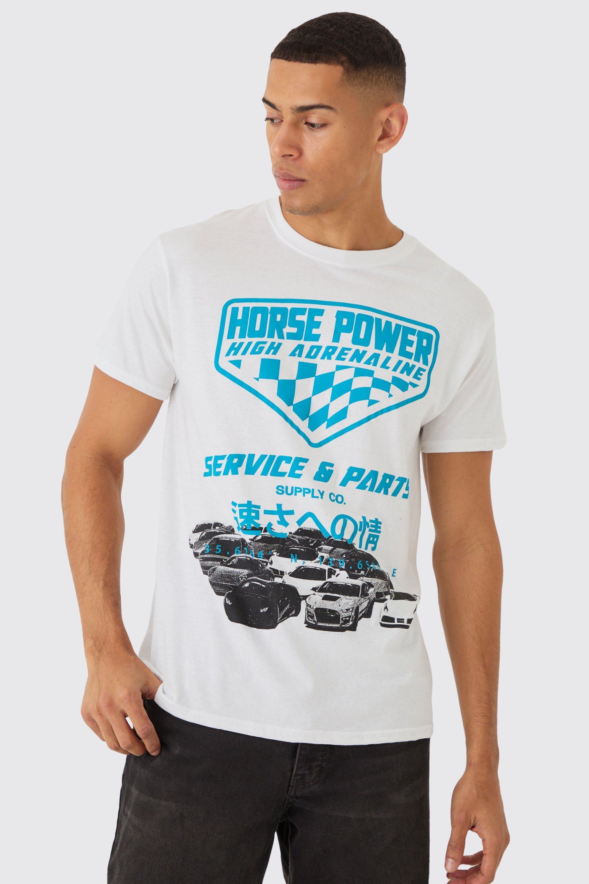 Slim Racing Print T-Shirt | boohooMAN USA Product Image