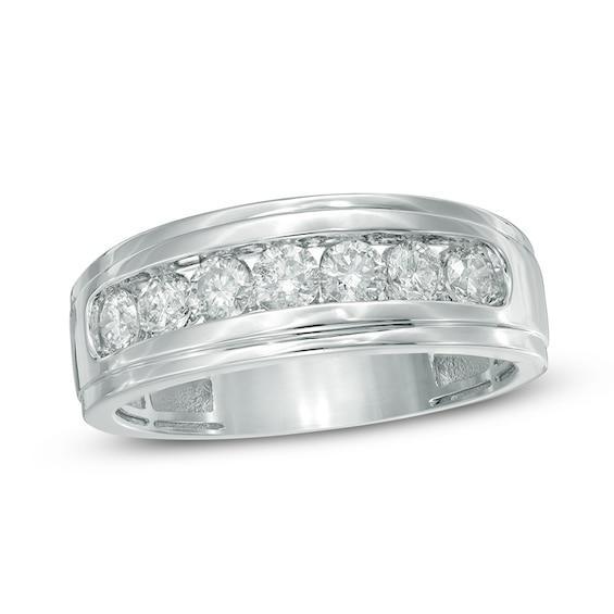 Men's 1 CT. T.w. Diamond Comfort Fit Band in 10K White Gold Product Image