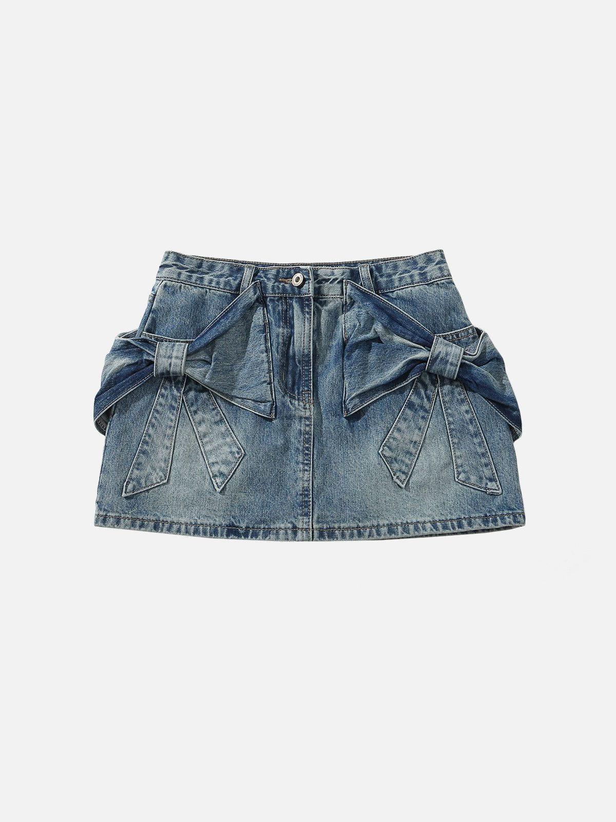 Aelfric Eden Bow Washed Denim Skirt Female Product Image