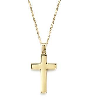 Flat Cross Necklace Set in 14k White Or Yellow Gold Product Image