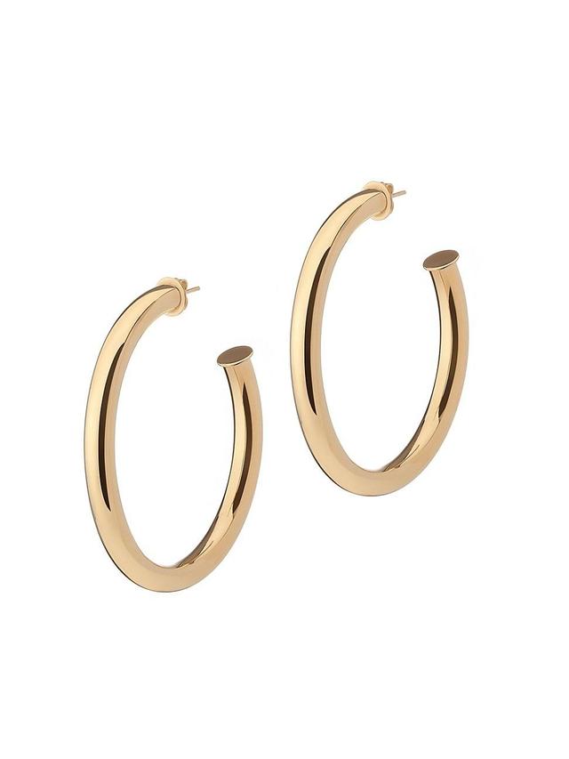 Womens Tubular 14K Gold-Plated Hoop Earrings Product Image