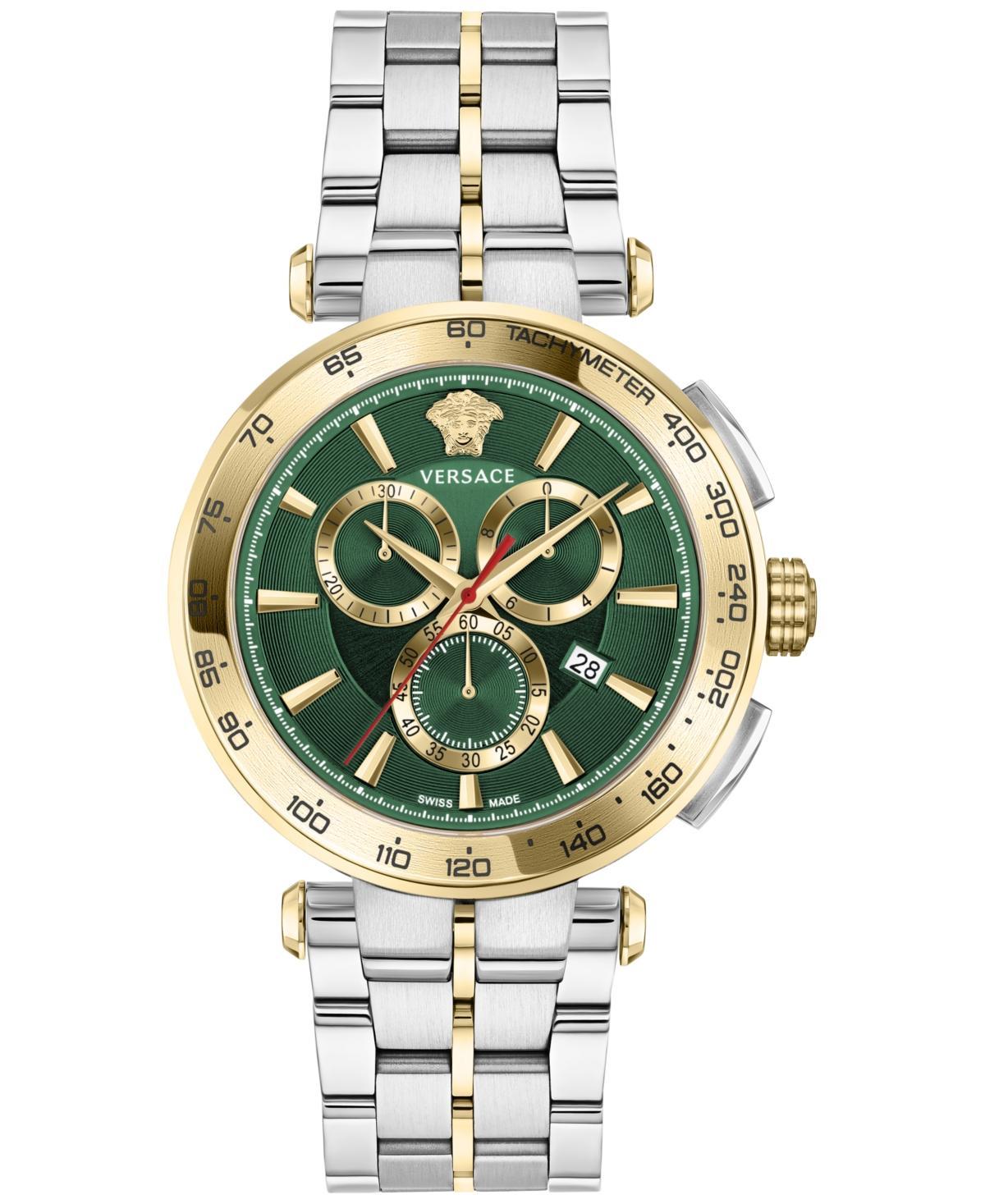 Versace Mens Swiss Chronograph Aion Two-Tone Stainless Steel Bracelet Watch 45mm Product Image