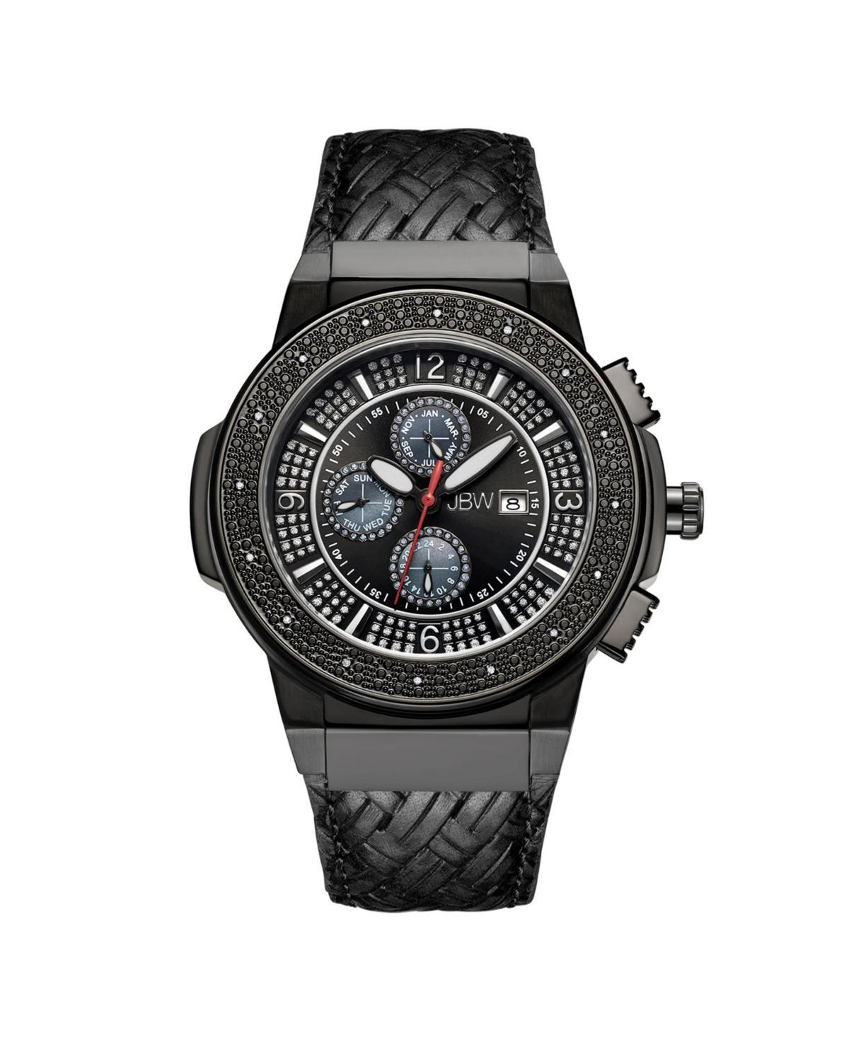 Men's JBW Saxon 1/6 CT. T.w. Diamond and Crystal Accent Black IP Strap Watch with Black Dial (Model: Jb-6101L-I) Product Image