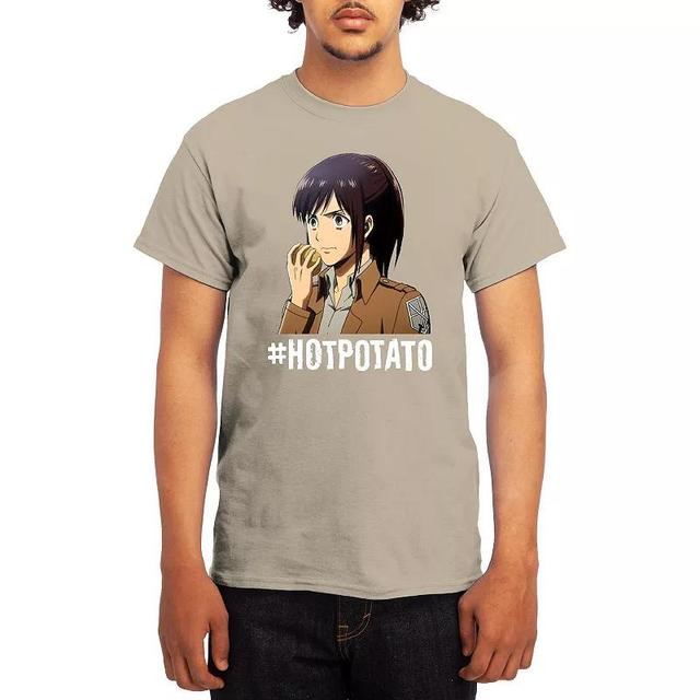 Mens Attack on Titan Tee Grey Red Product Image