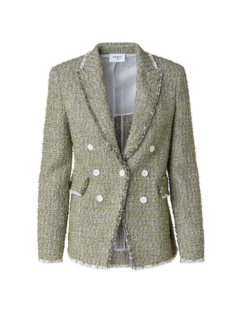 Womens Tweed Double-Breasted Blazer Product Image