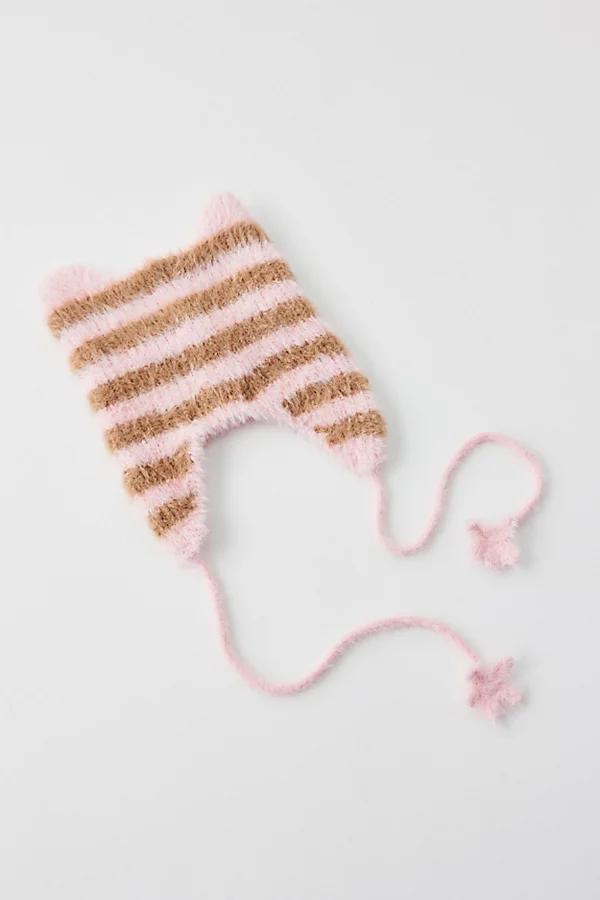 Striped Eyelash Ear Beanie Womens at Urban Outfitters Product Image