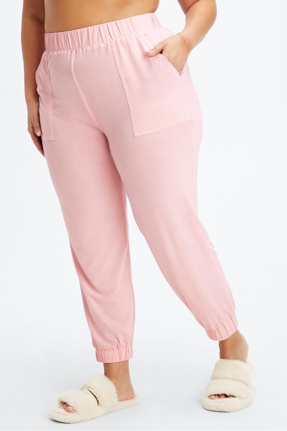 Fabletics RestoreKnit Tapered Lounge Pant Womens pink plus Size 4X Product Image