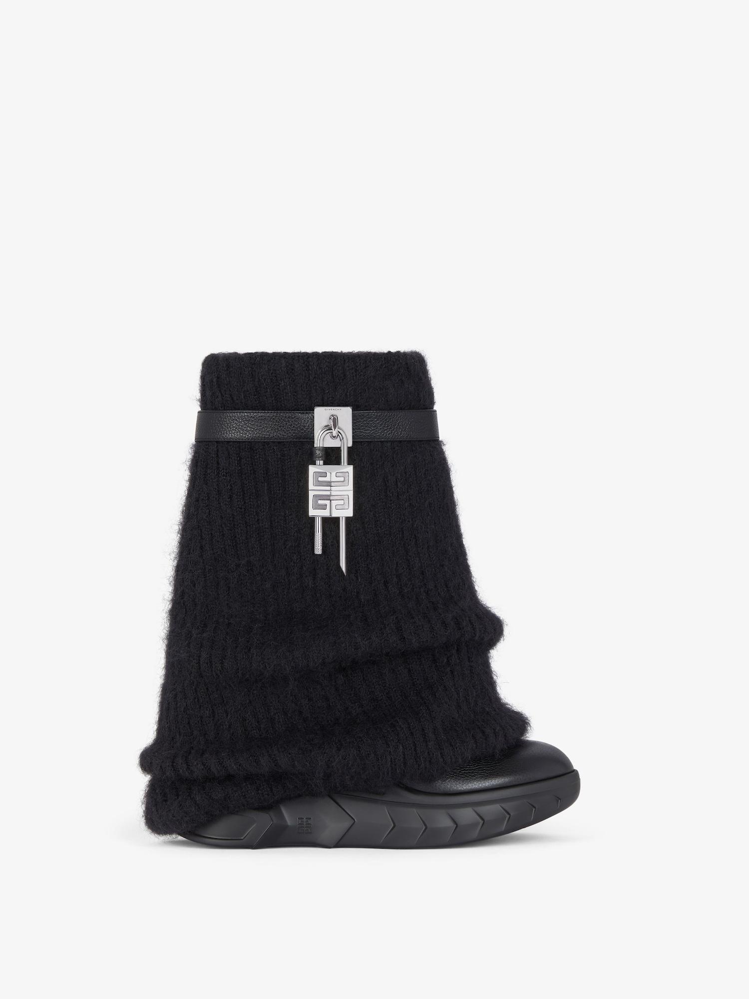 Shark Lock Biker ankle boots in wool Product Image