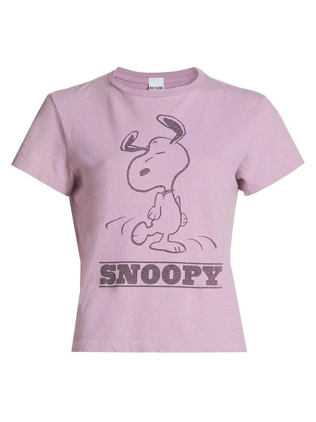 Womens Snoopy Dancing Cotton T-Shirt Product Image