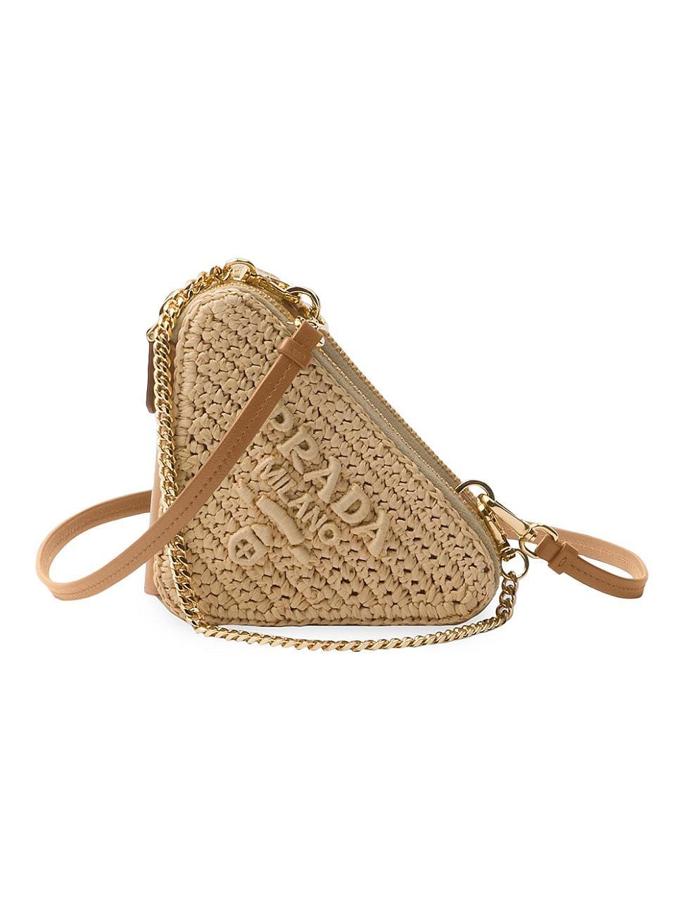 Womens Crochet and Leather Mini Pouch Product Image