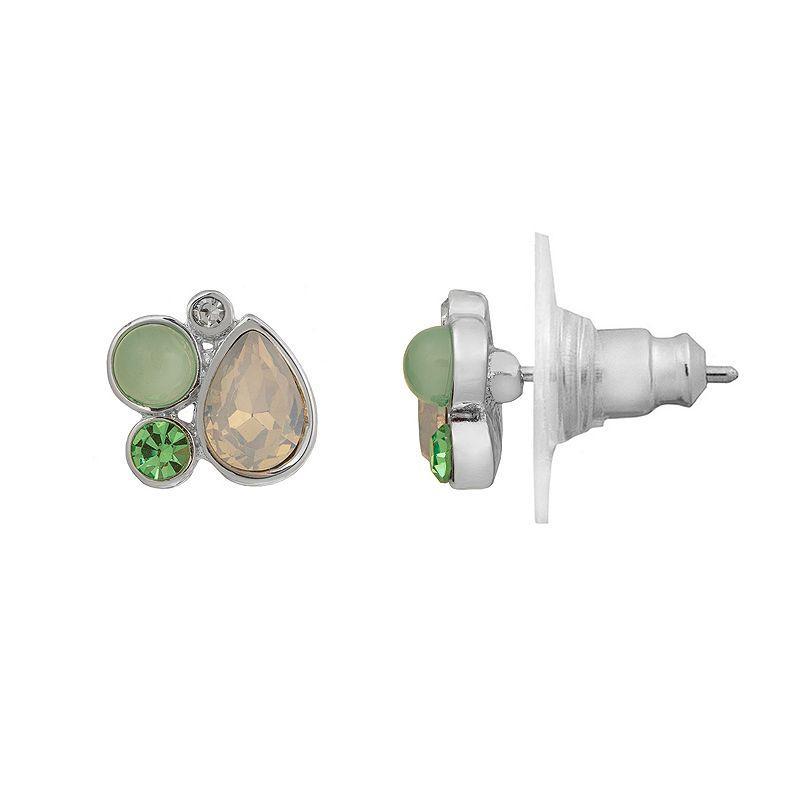 LC Lauren Conrad Silver Tone Green Crystal Cluster Nickel Free Stud Earrings, Womens Product Image