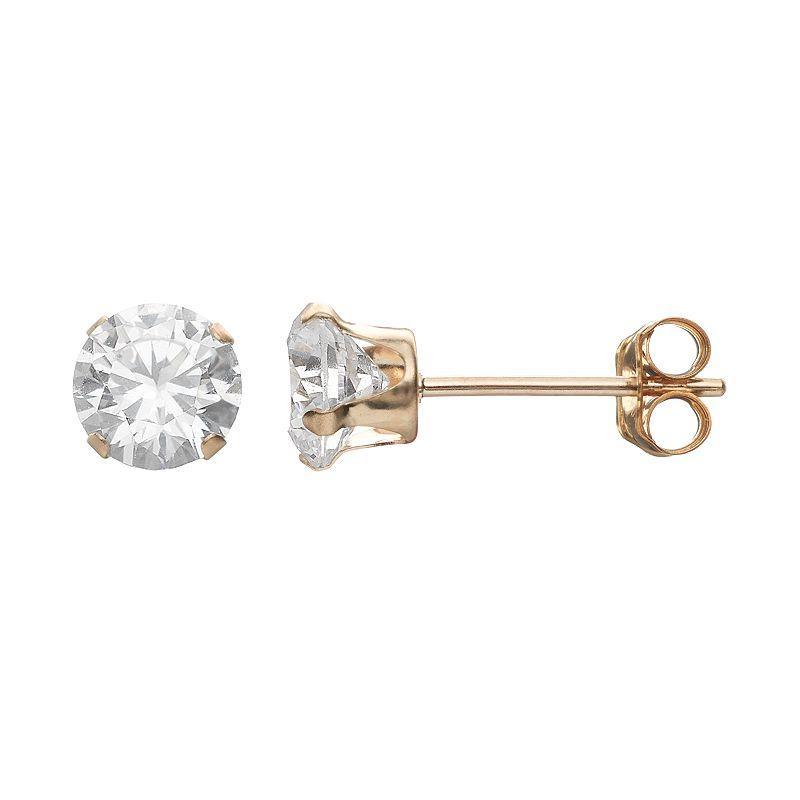 Taylor Grace Cubic Zirconia 10k Gold Stud Earrings, Womens, White Product Image