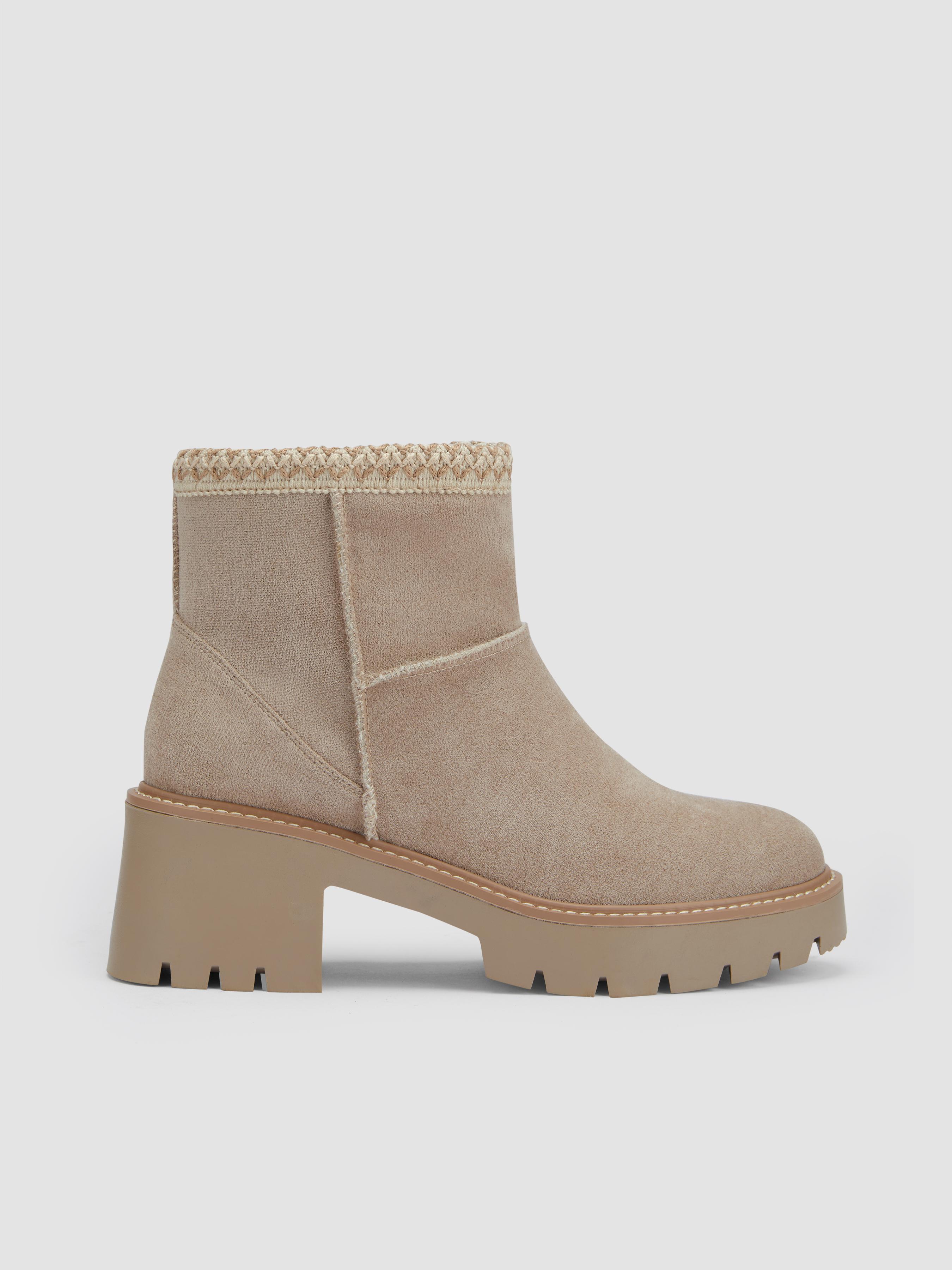 SUEDE CHUNKY HEEL ANKLE BOOTS product image