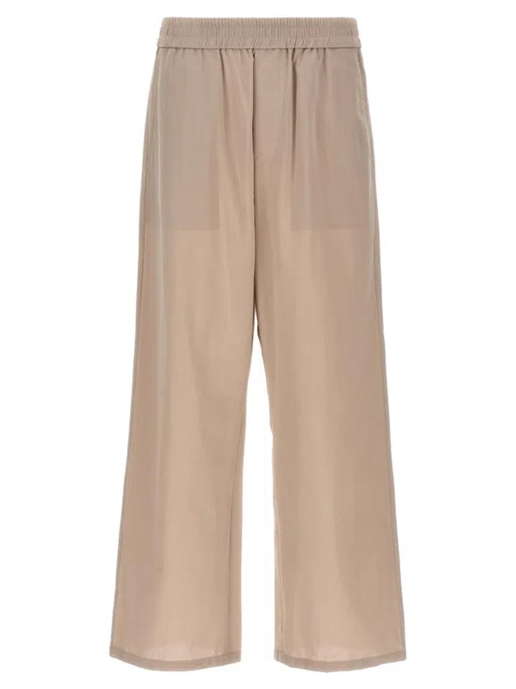 AMI ALEXANDRE MATTIUSSI Logo Plaque Trousers Pants Beige product image