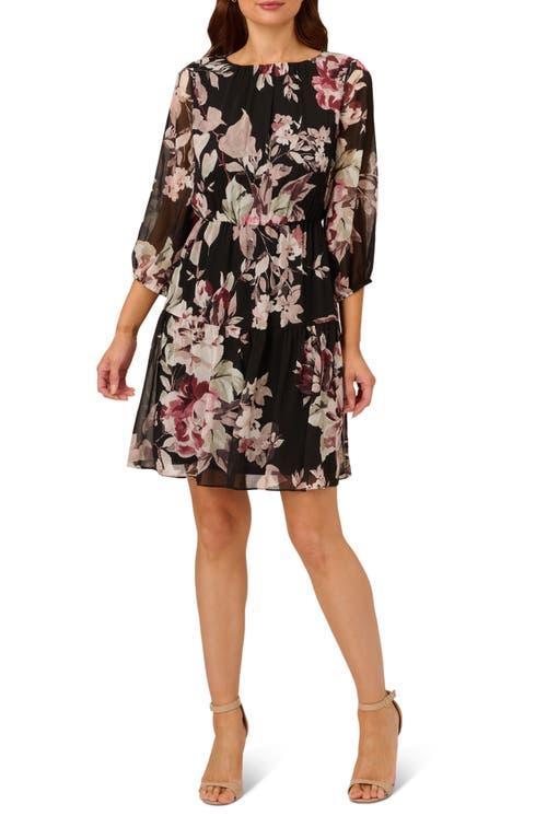 Adrianna Papell Floral Chiffon Dress Product Image