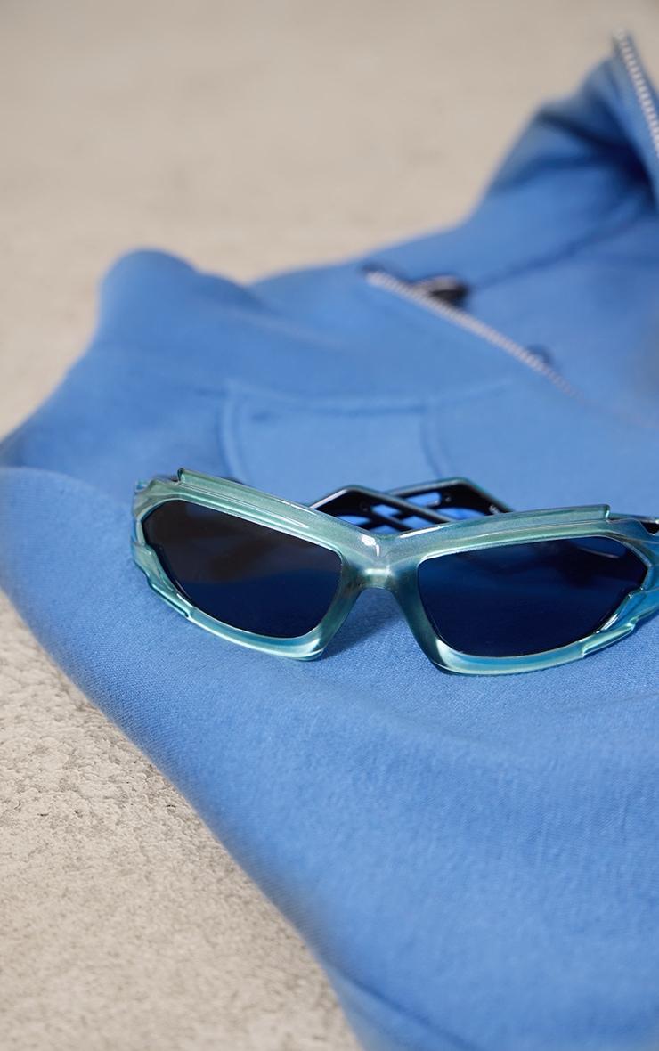 Blue Sporty Zig Zag Frame Sunglasses Product Image