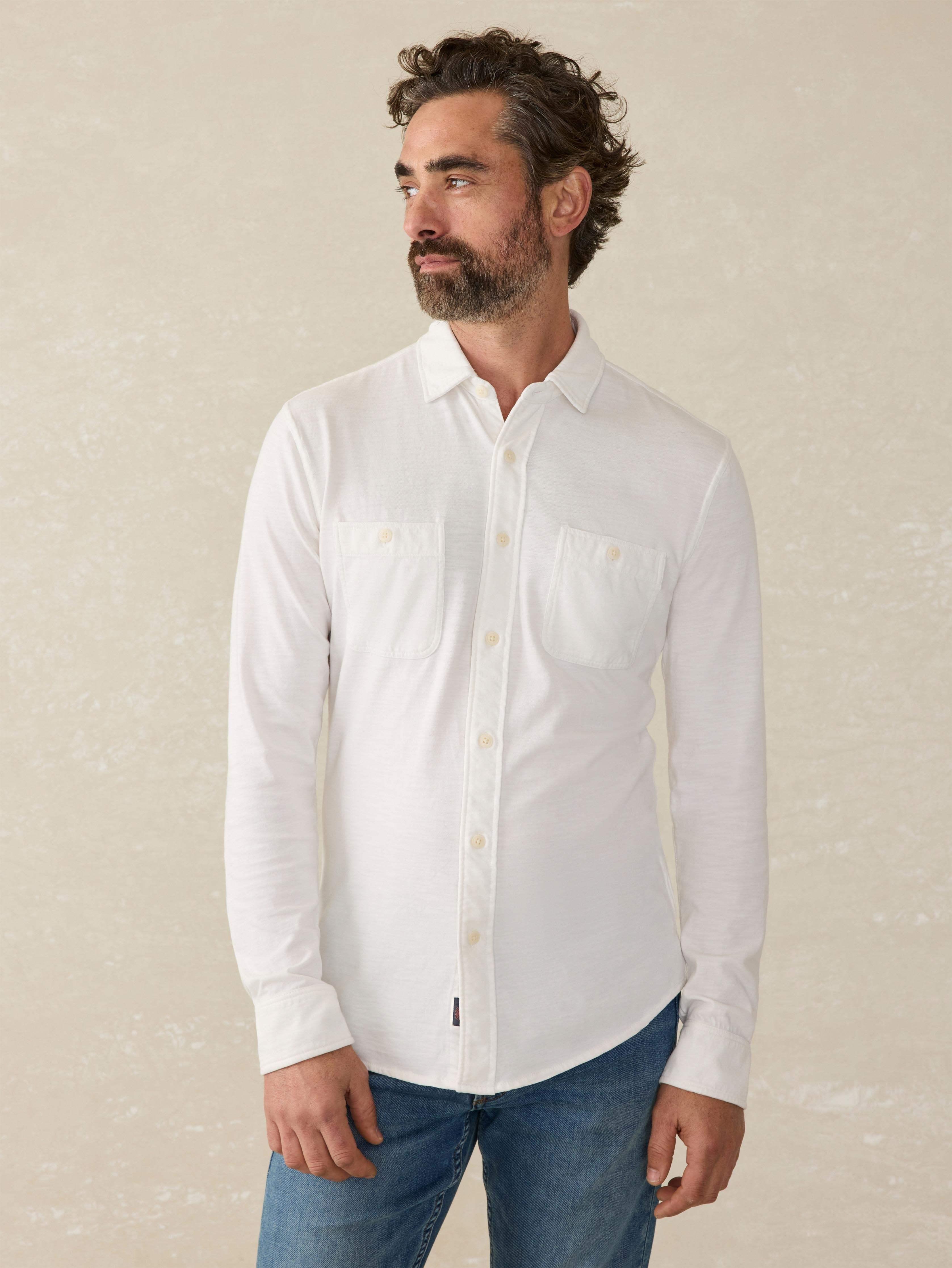 Sunwashed Knit Shirt - White Male Product Image