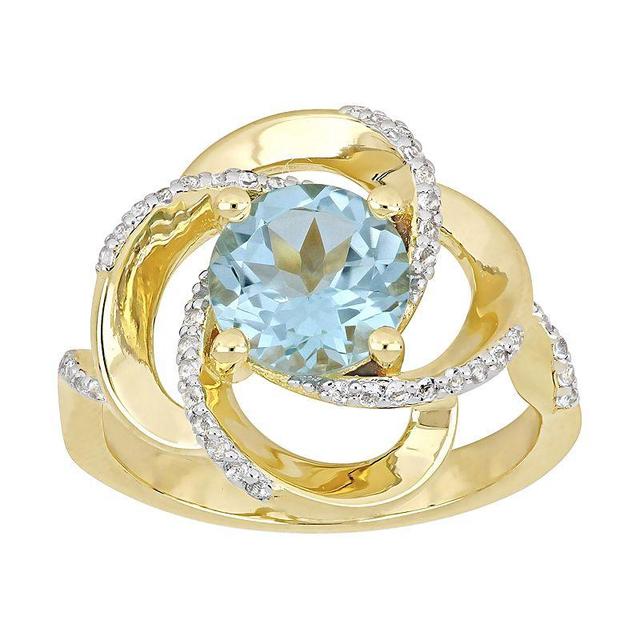 Stella Grace Gold Tone Sterling Silver Blue & White Topaz Swirl Ring, 7 Product Image