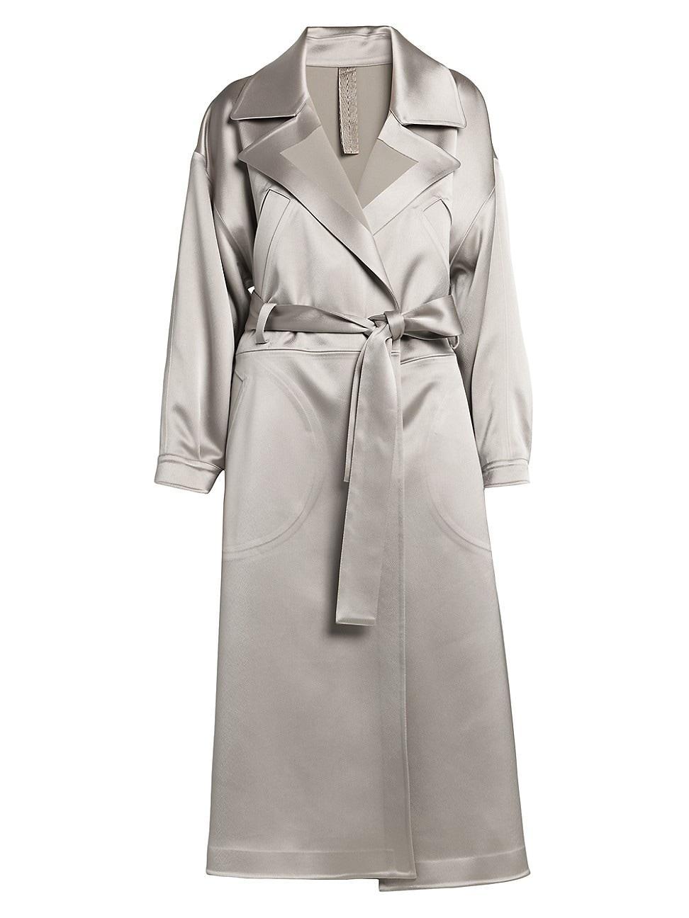 Womens Satin Oversized Trench Coat Product Image