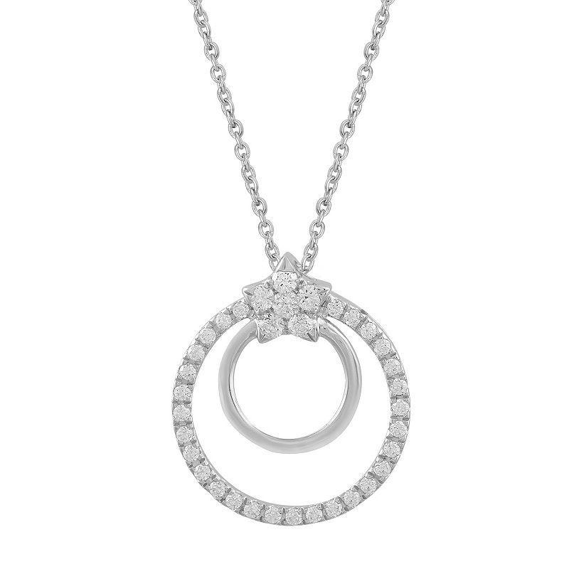 Royal Aura Sterling Silver 1/3 Carat T.W. Diamond Double Circle Pendant Necklace, Womens Product Image